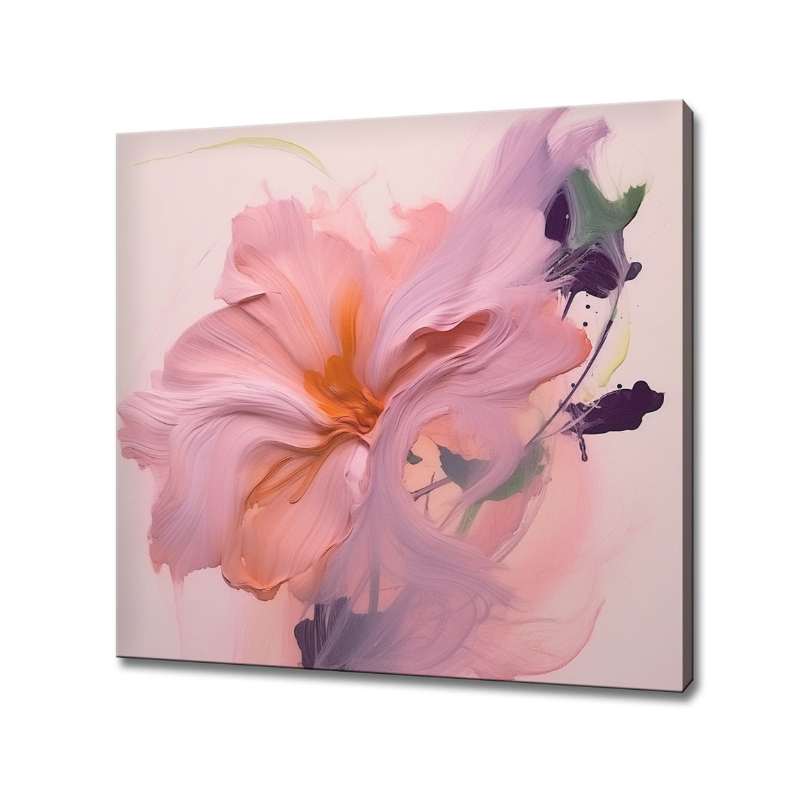 Abstract Pink Flower Painting Flowing Brushstrokes Modern Style Poster