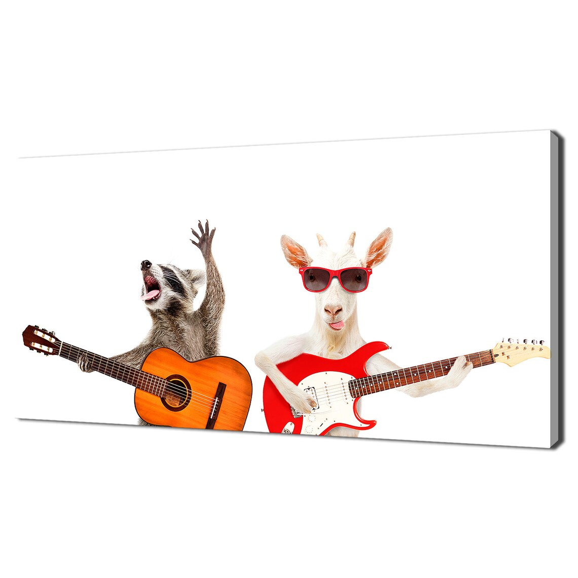 Raccoon and Goat Guitar, Modern Design Art Print