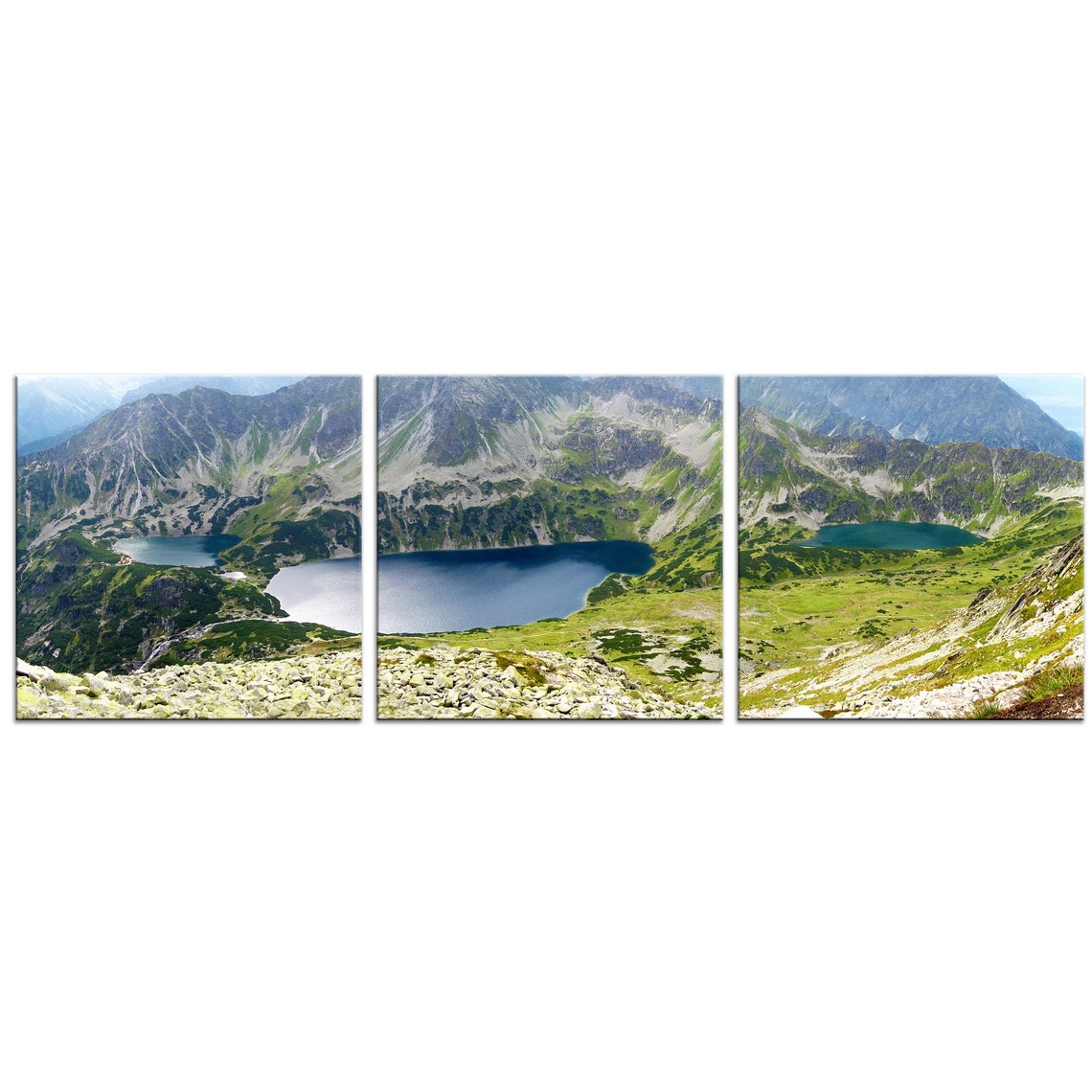 Tatra Mountains Valley Of Five Polish Lakes Triptych Panorama Poster