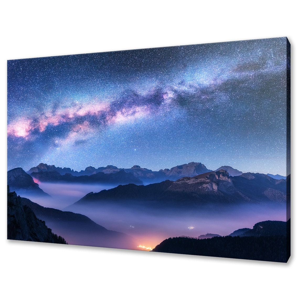 Milky Way Galaxy Over Mountain Peaks Above Clouds Night Sky Poster