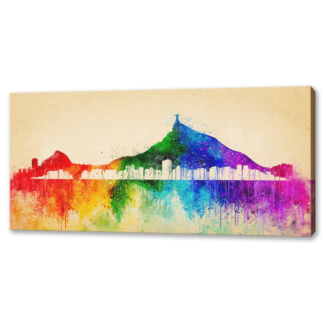 Rio De Janeiro Christ The Redeemer Rainbow Watercolour Travel Poster