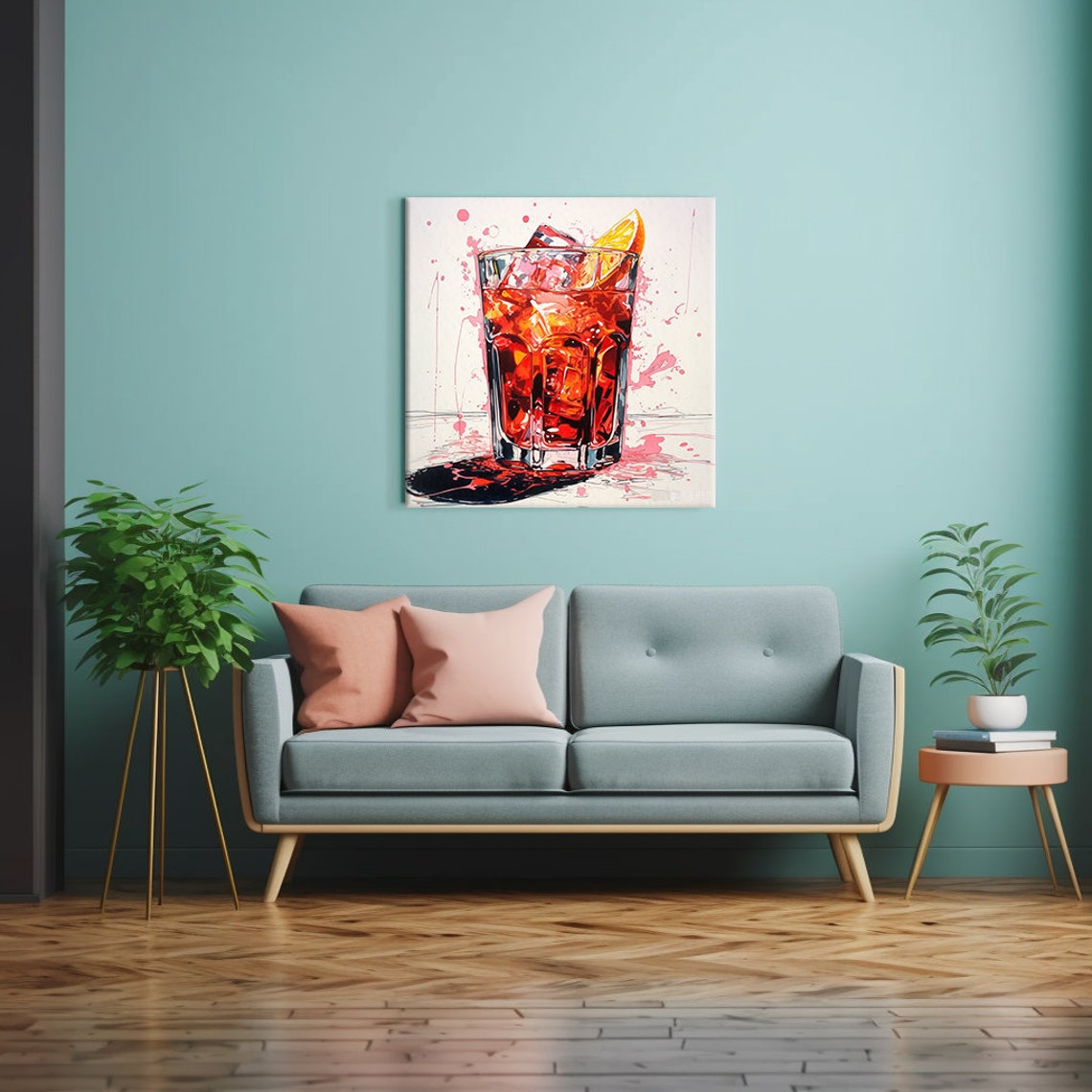 Orange Spritz Cocktail Watercolor Splash Kitchen Bar Decor Print - Image 2