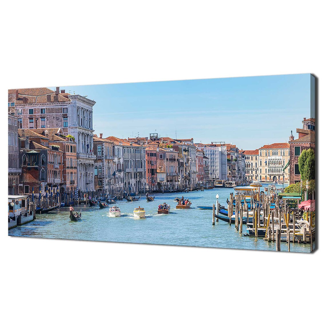 Venice Italy Grand Canal Gondolas Blue Sky Historic City Travel Poster