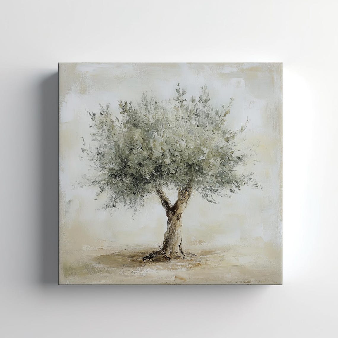 Lone Olive Tree Muted Neutral Vintage Style Painting Farmhouse Poster