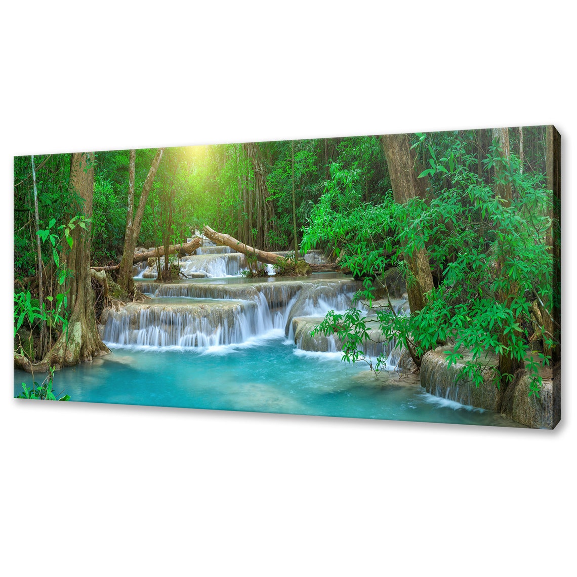 Thailand Tiered Jungle Waterfall Turquoise Pool Nature Poster