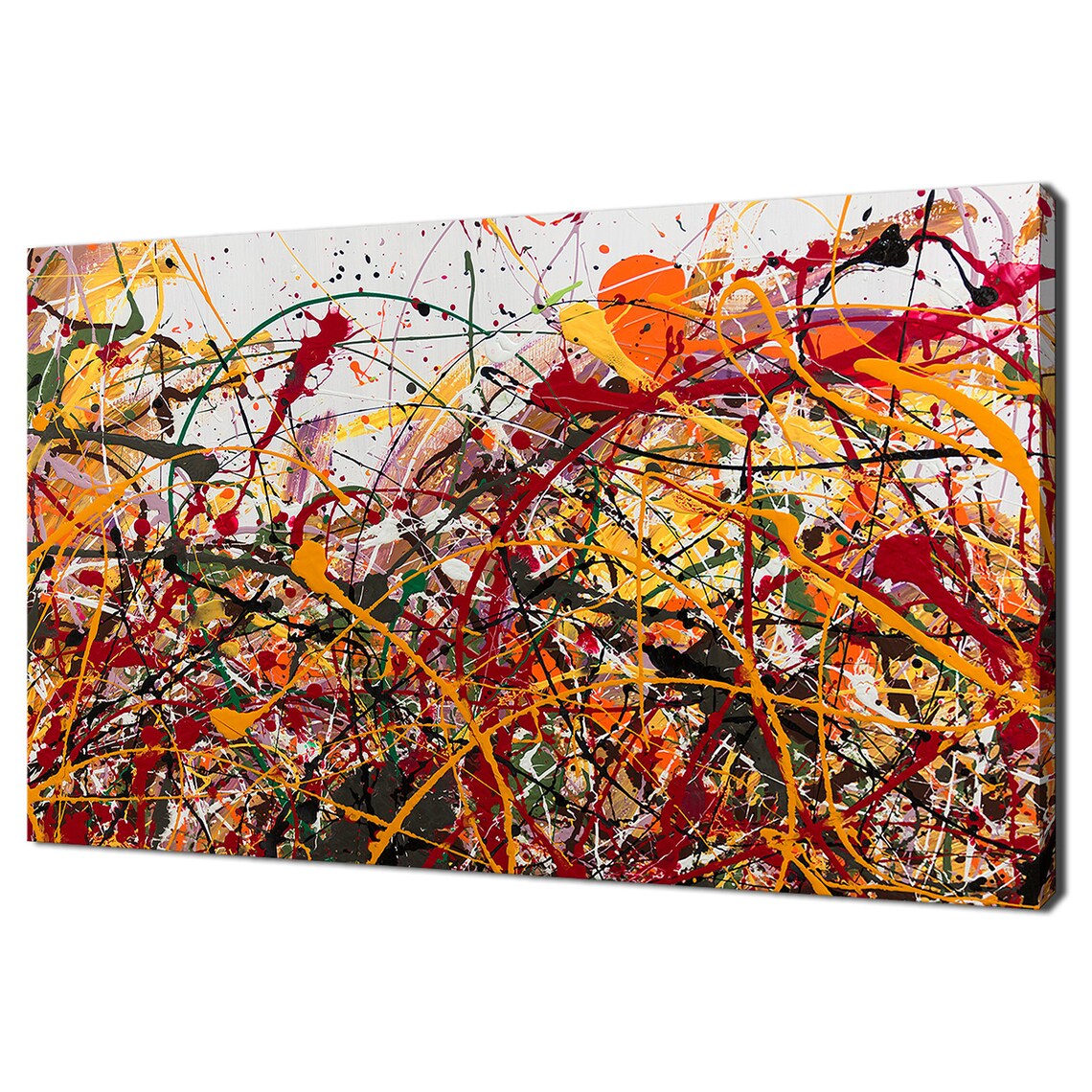 Abstract Splash Painting Red Black Yellow Orange Modern Design Home Decor Print Wall Art Picture