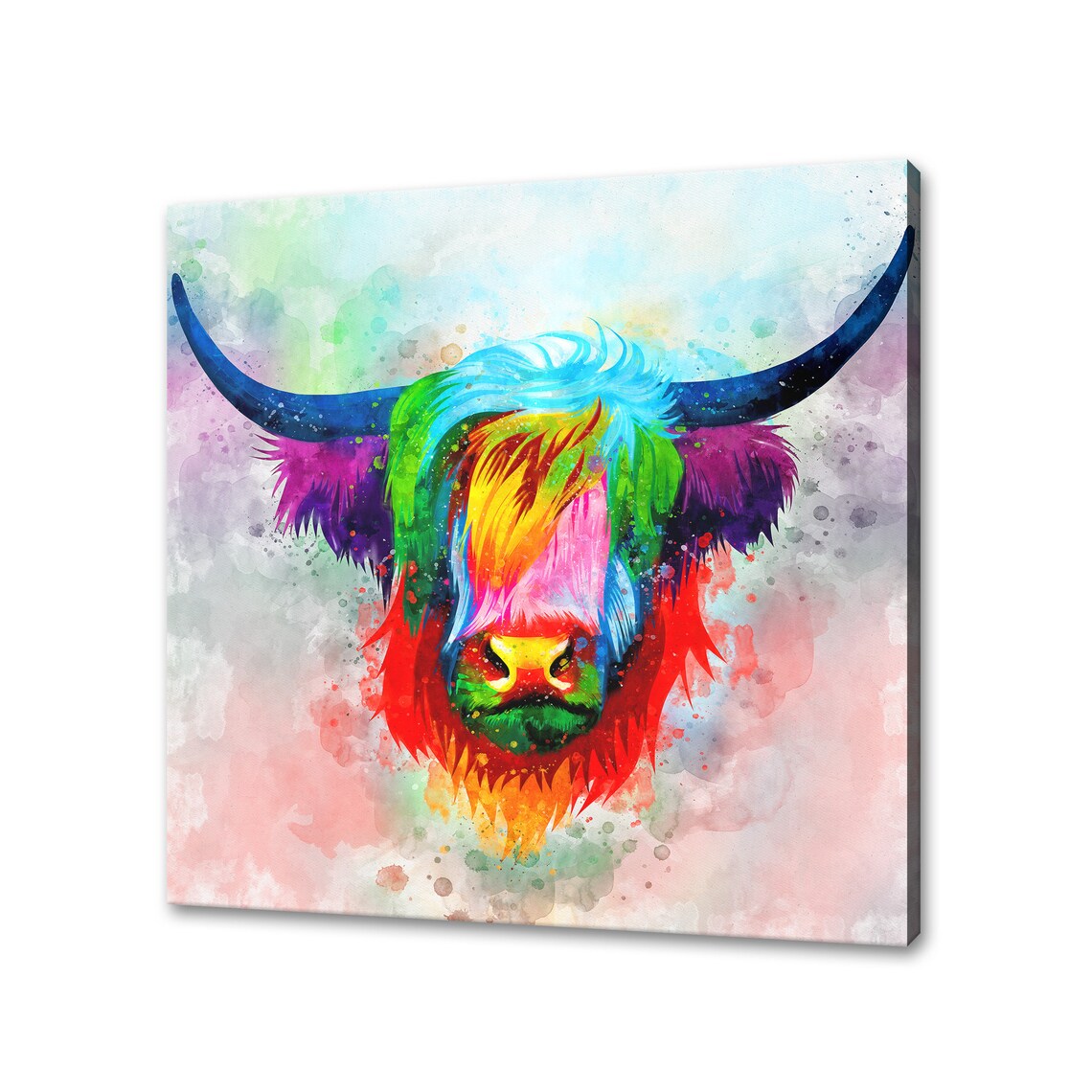 Highland Cattle Cow Colorful Watercolor Art Print