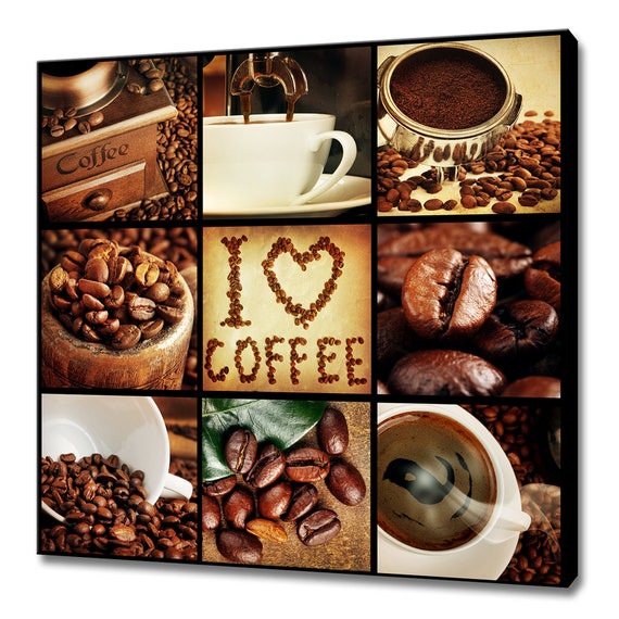 I Love Coffee Collection Collage Kitchen Cafe Modern Design Home Decor Print Wall Art Picture Wall Hanging