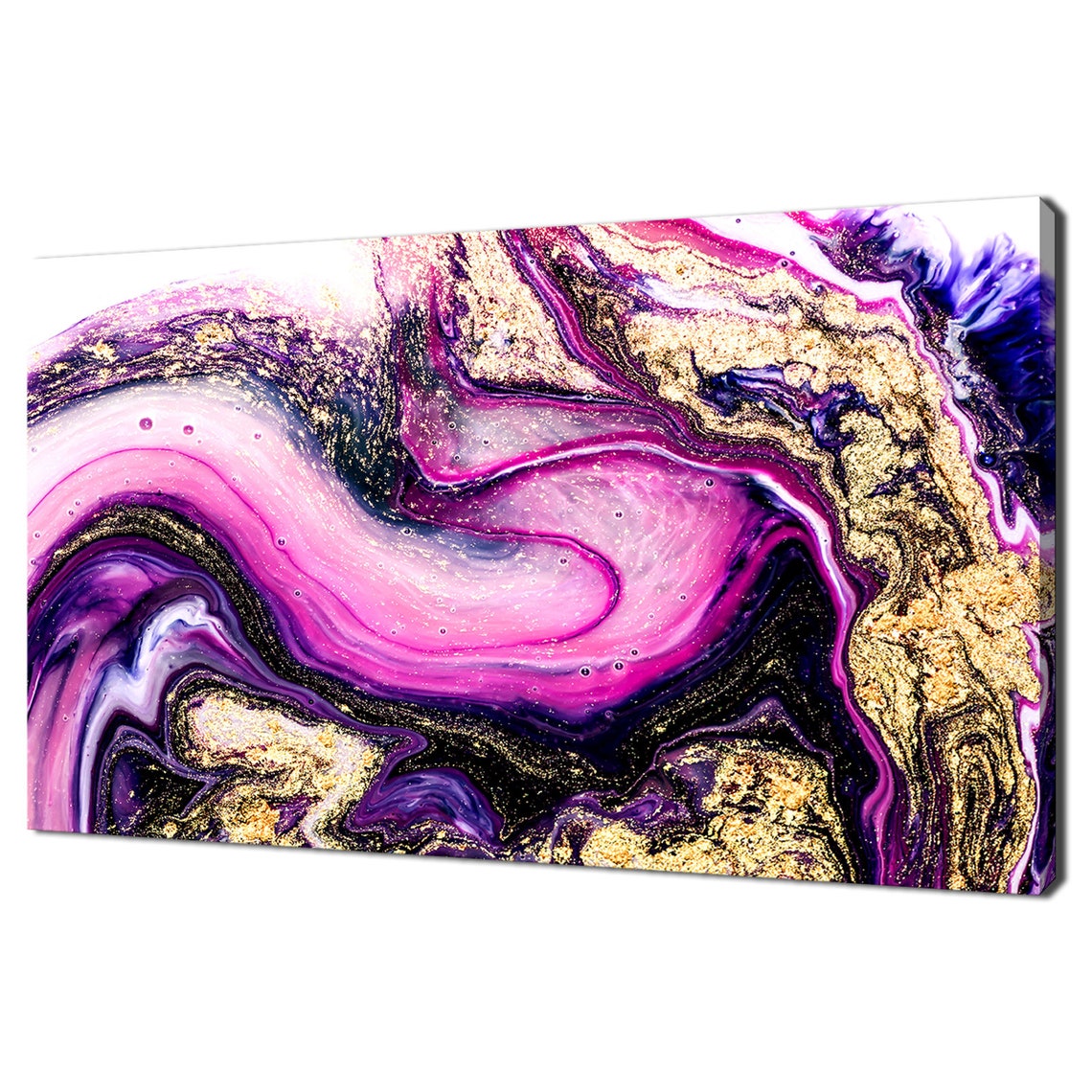 Purple Pink Gold Glitter Marble Swirl Abstract Modern Art Wall Poster