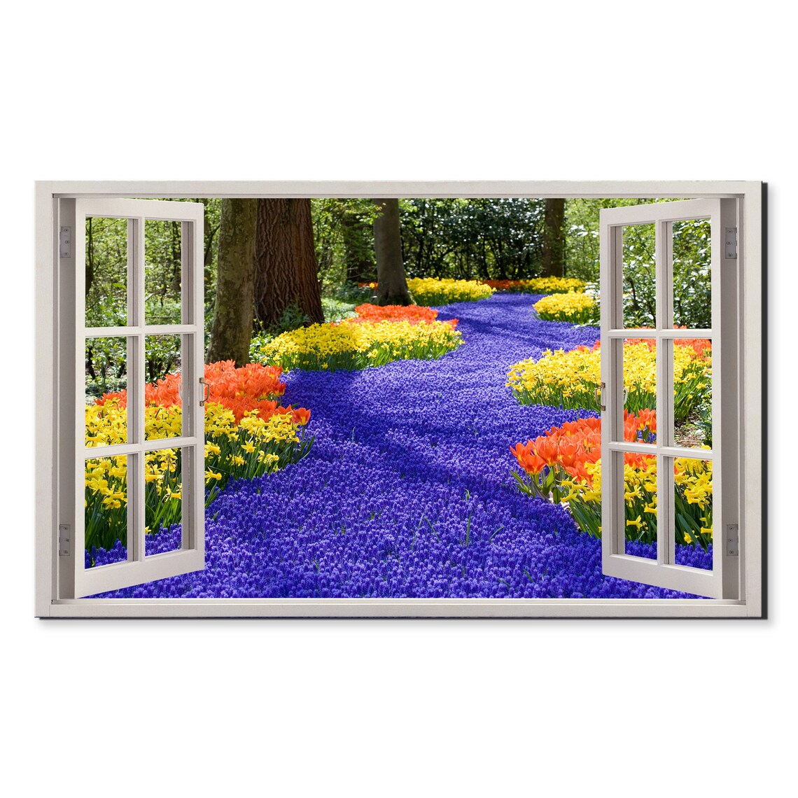 Colorful Spring Flower Garden Bluebells Daffodils Forest Floor Poster