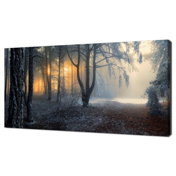 Winter Foggy Forest Trees Modern Design Home Decor Print Wall Art Picture Wall Hanging