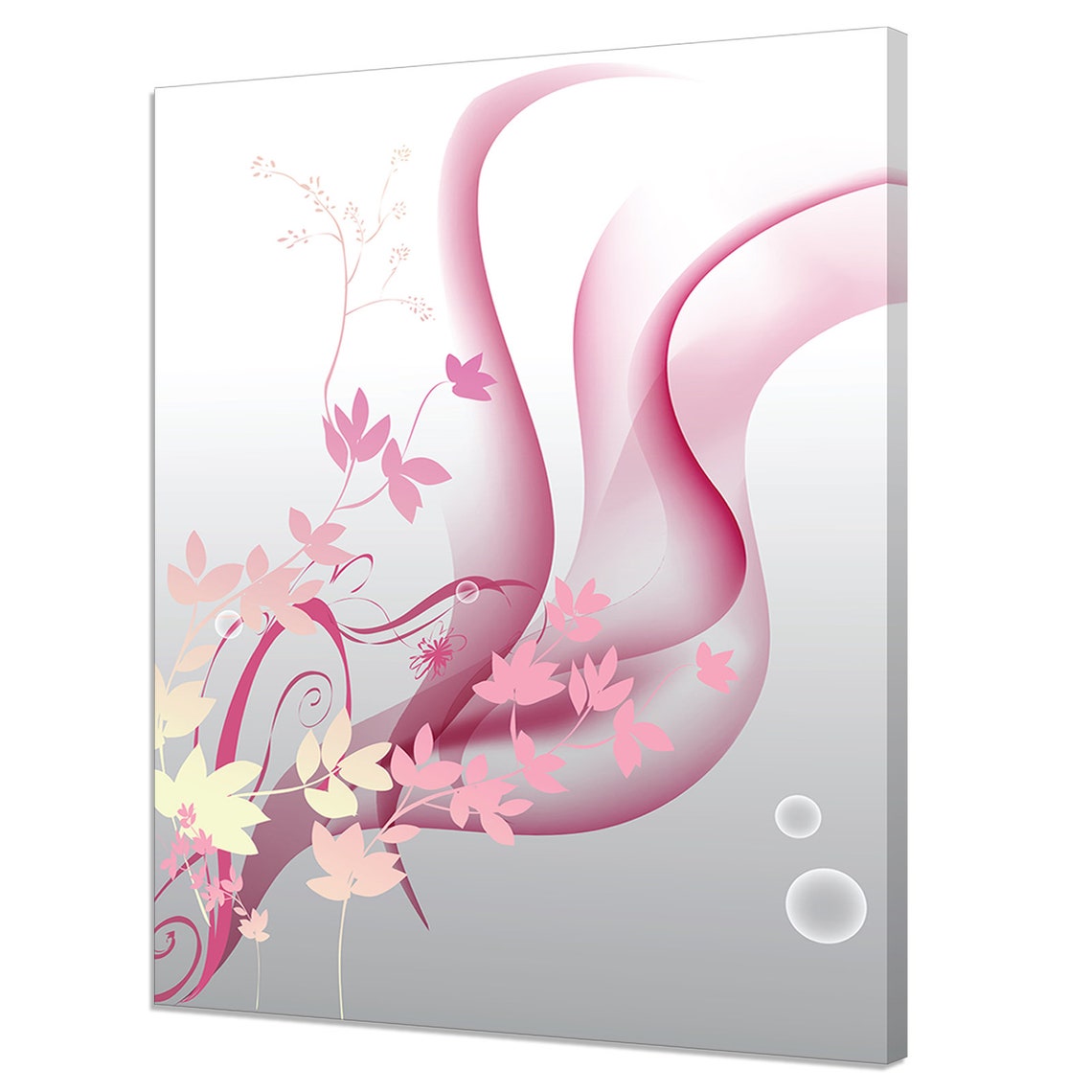 Abstract Pink White Flowers Flowing Waves Soft Floral Design Poster