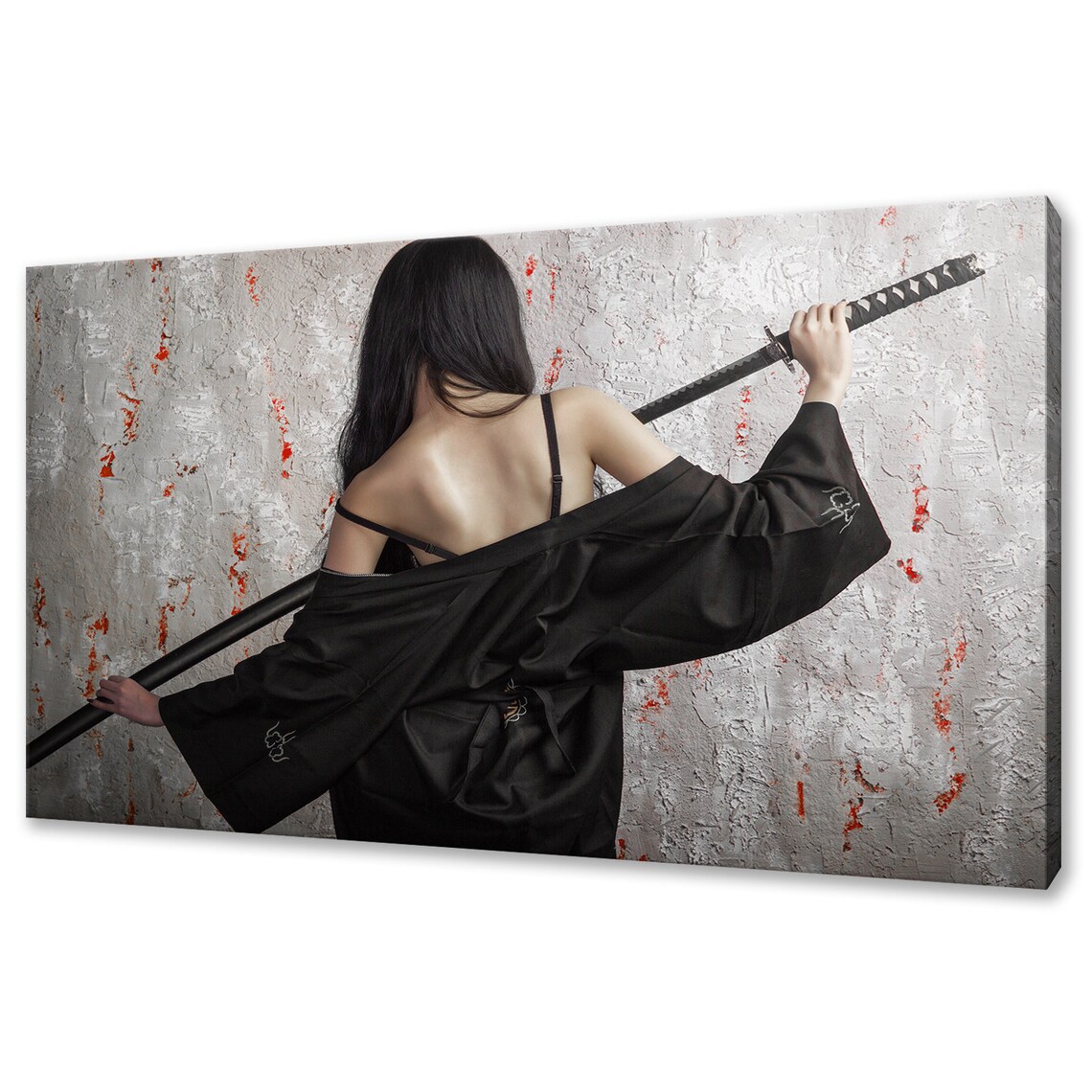 Geisha With Samurai Sword, Modern Wall Art Print