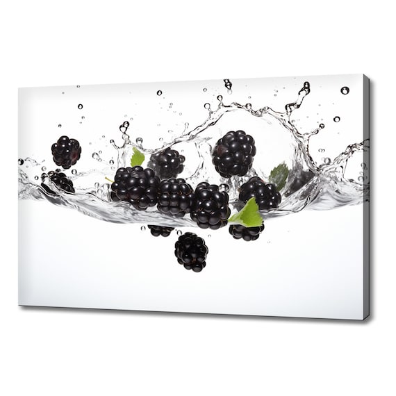 Blackberry Fruit Water Splash, Kitchen Wall Art