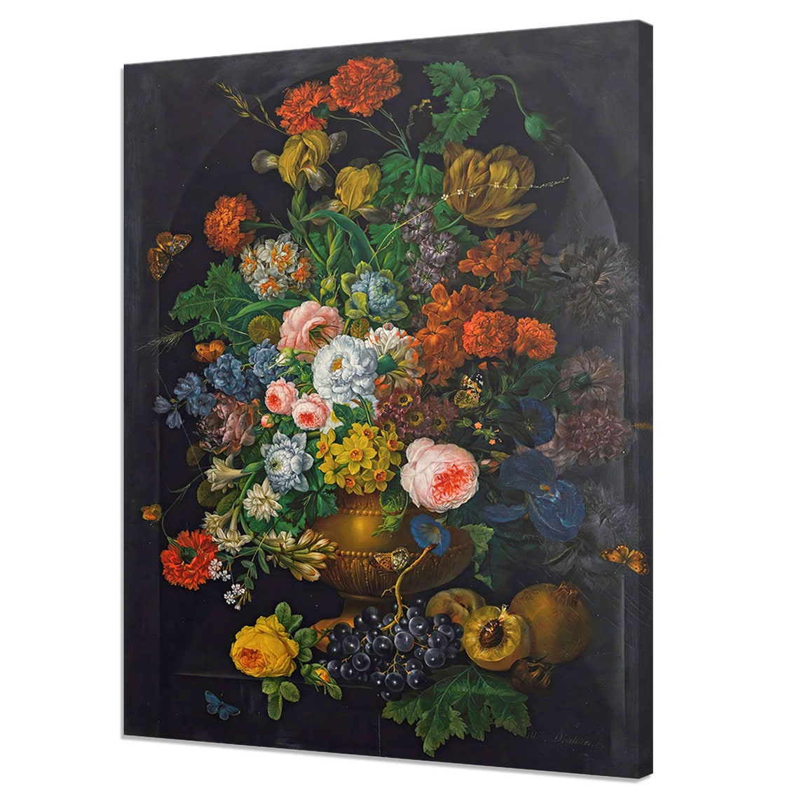 A Still Life Of Flowers In A Vase With Butterflies 1811 Victorian Bouquet Of Flowers Vintage Oil Painting Print Antique Art