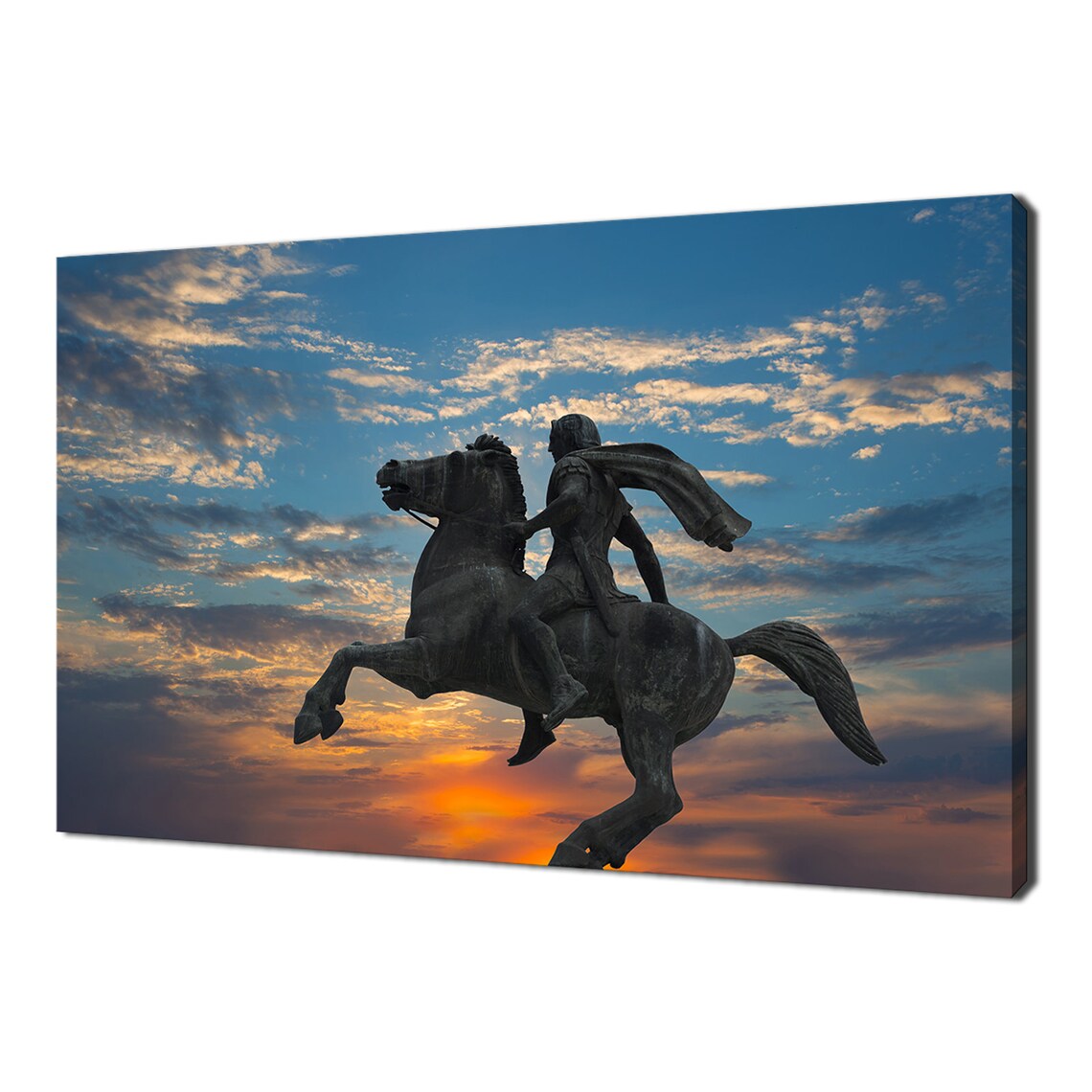 Alexander The Great Horse Statue Silhouette Dramatic Sunset Sky Poster