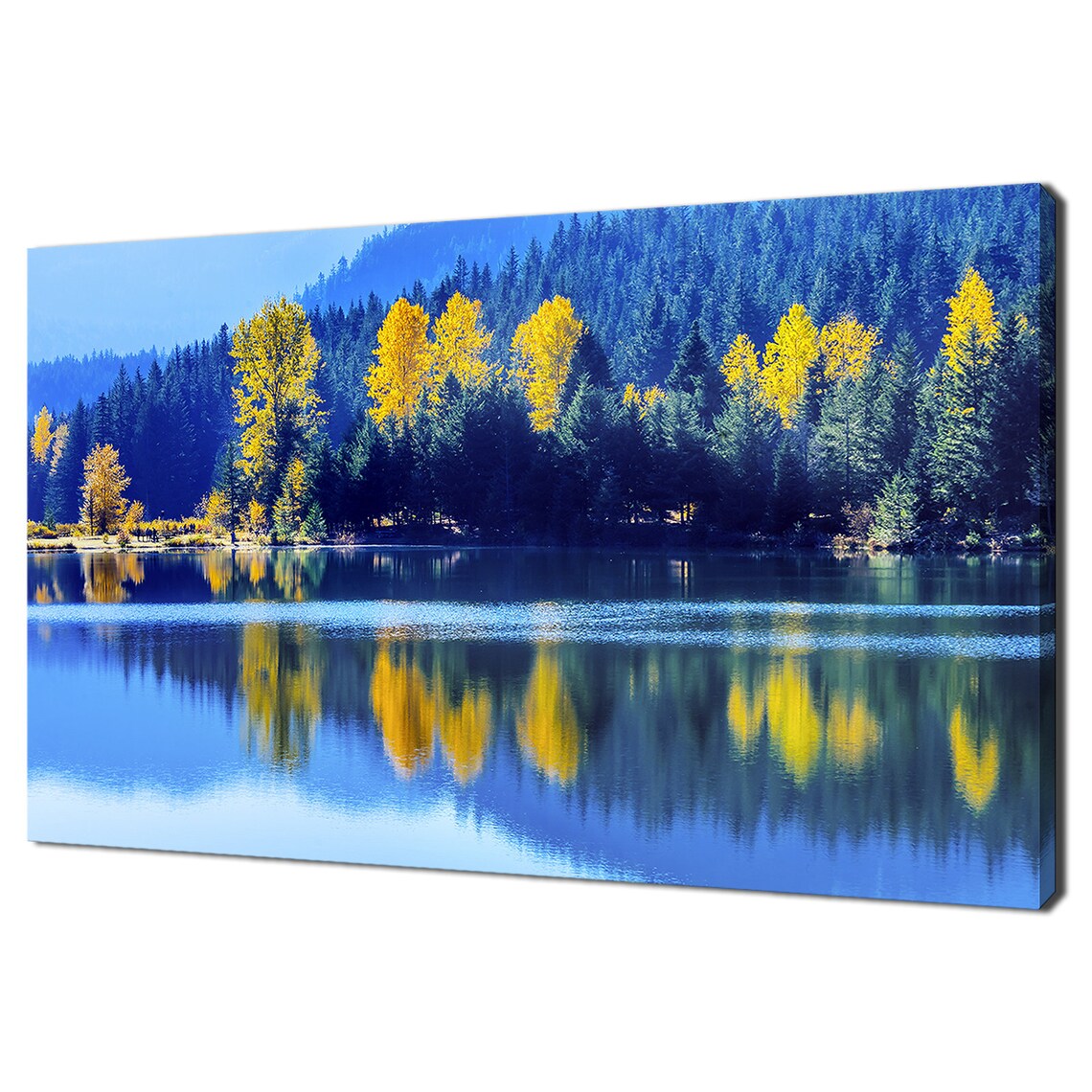 Blue Water Lake In Autumn Modern Design Art Print