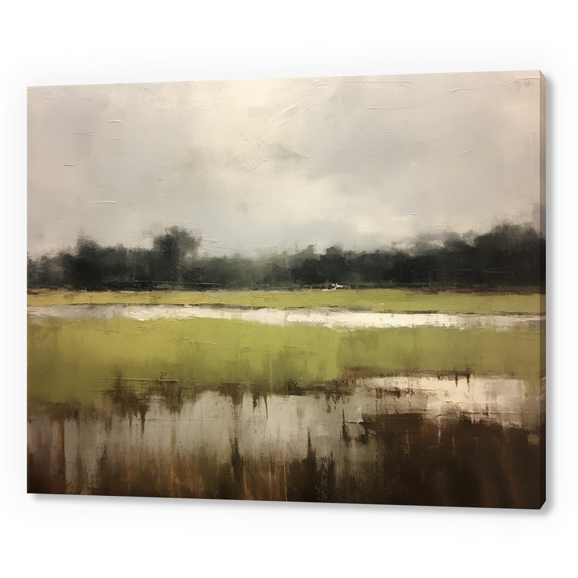 Moody Marsh Wetland Abstract Minimalist Neutral Landscape Wall Art