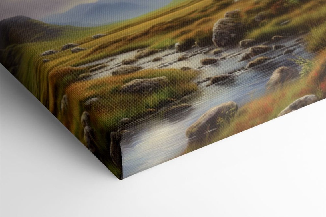 Misty Mountain Valley Rocky Stream Dramatic Sky Nature Poster - Image 2