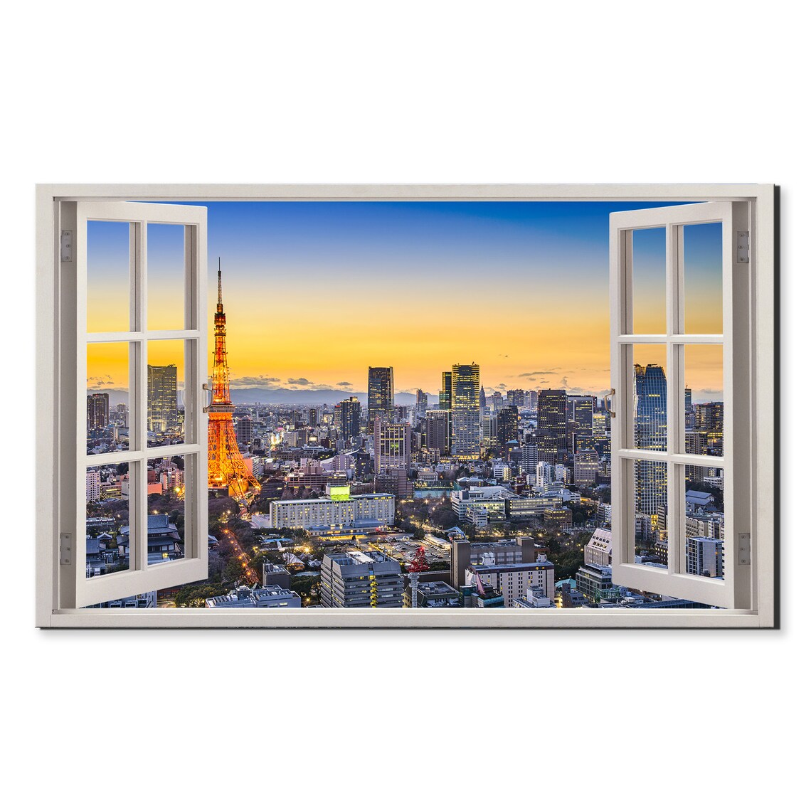 Tokyo Tower Sunset City Skyline Japan Window View Wall Art Poster