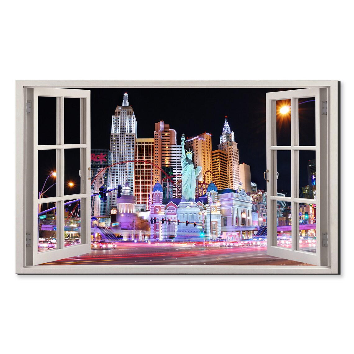Las Vegas Night Lights Strip Cityscape Window View Travel Poster