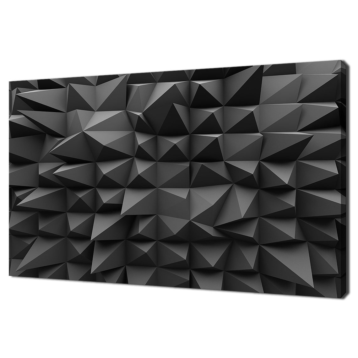 Black 3D Geometric Spikes Pyramid Pattern Modern Abstract Wall Art