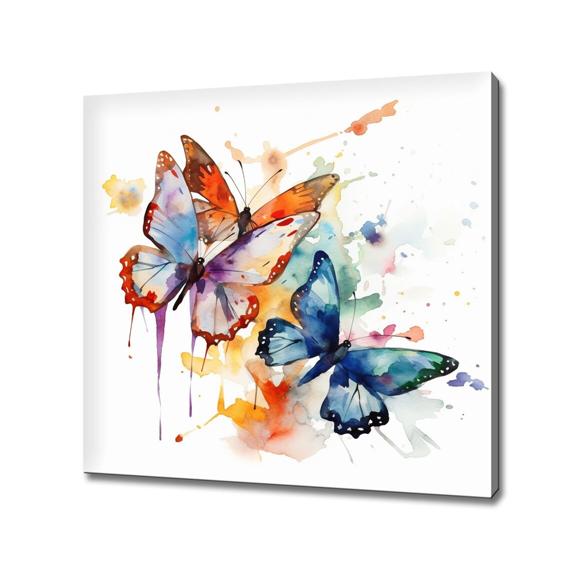 Rainbow Butterflies Watercolor Style Art Print