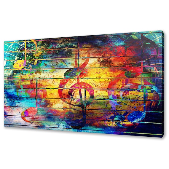 Music Notes Violin Clef, Colorful Modern Art Print