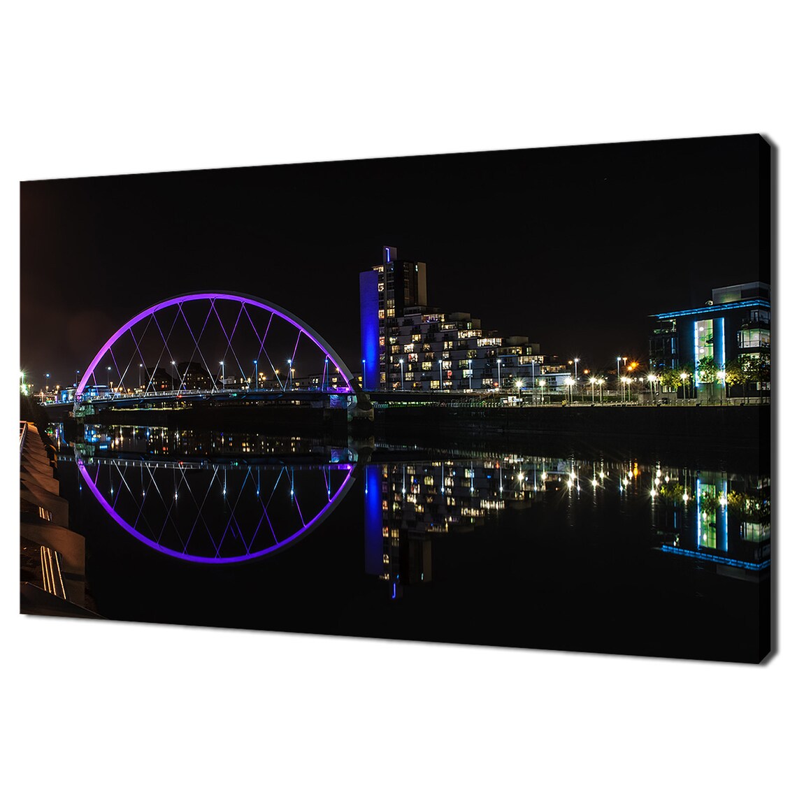 Clyde Arc Bridge, Glasgow Night Skyline Art Print