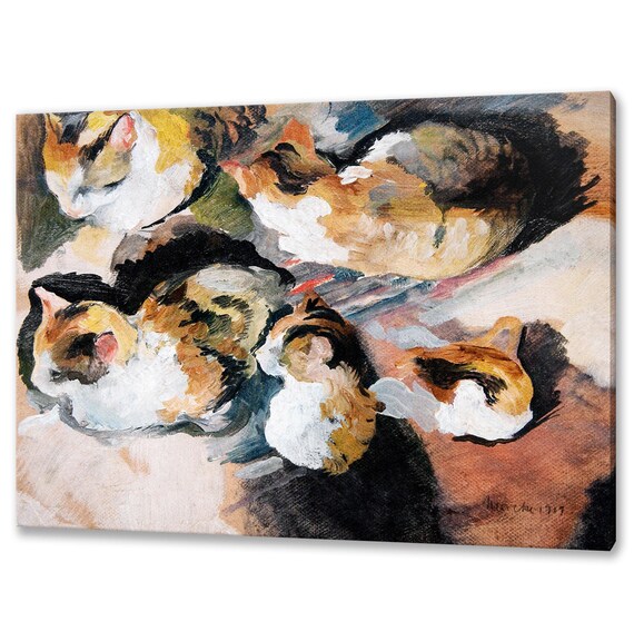 August Macke Cat Studies 1909 Sleeping Kittens Expressionist Art Print