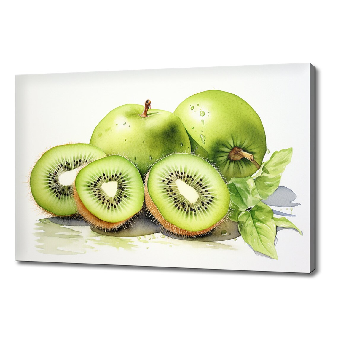 Green Kiwi Fruits Watercolour Print Colourful Kitchen Wall Art Kiwi Fruit Print Modern Kitchen Restaurant Wall Decor