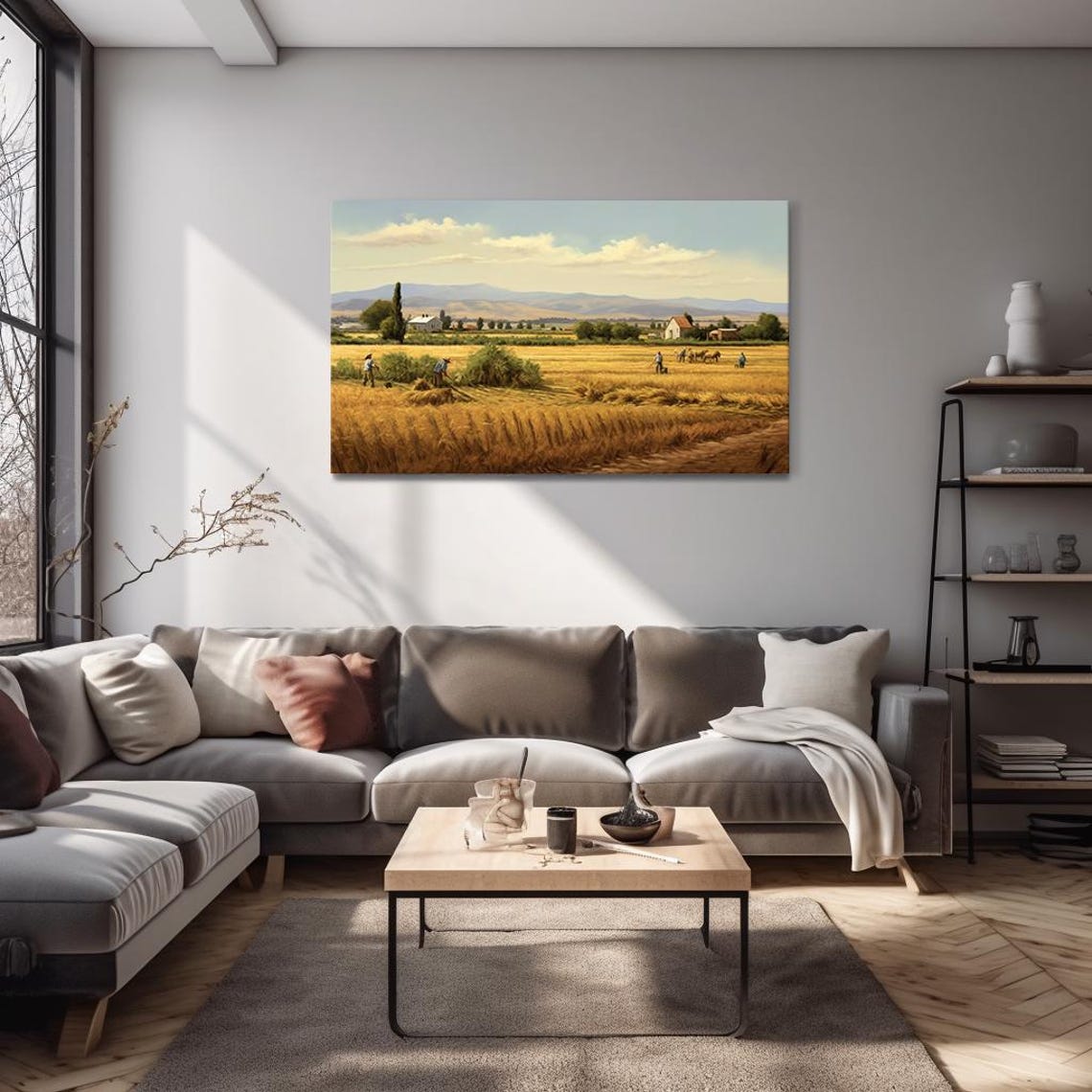 Day On The Farm In Autumn Countryside Vintage Painting Style Print Farmhouse Decor Art Nature Picture Wall Hanging Fine Art Print - Image 4