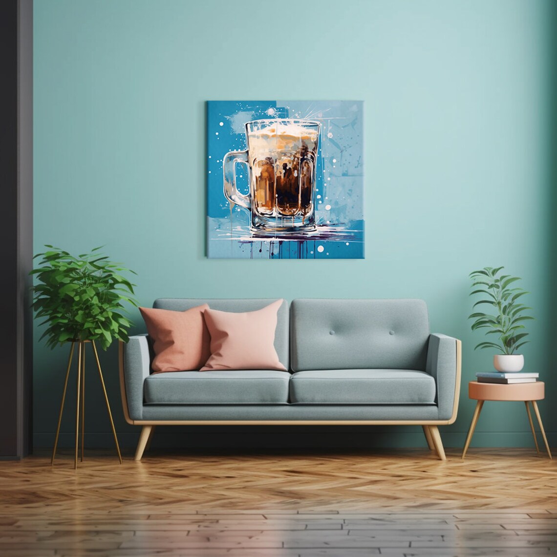 Frothy Iced Coffee Glass Mug Watercolor Kitchen Decor Wall Print - Image 2