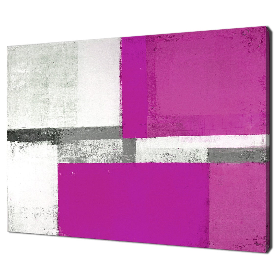 Vivid Yellow Grey White Abstract Block Painting Modern Art Print - Image 3