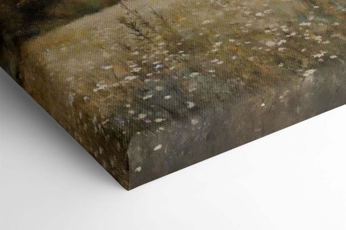 Wildflower Meadow With White Blooms Muted Countryside Landscape Poster - Image 2