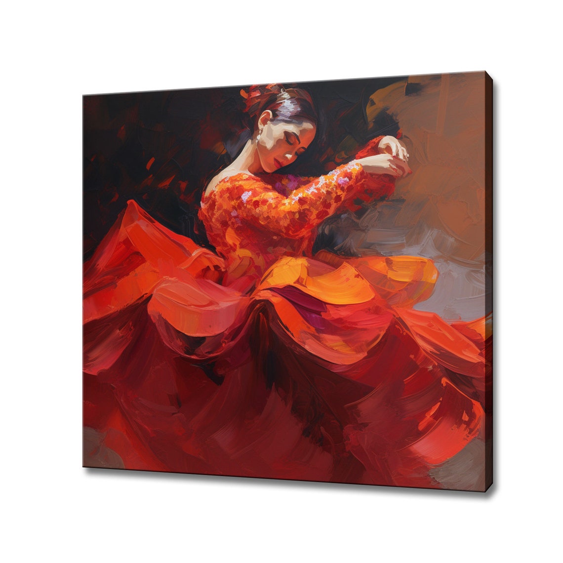 Beautiful Flamenco Dancer In Red Dress Wall Art Print Painting Style Fashion Modern Design Print Wall Art Picture