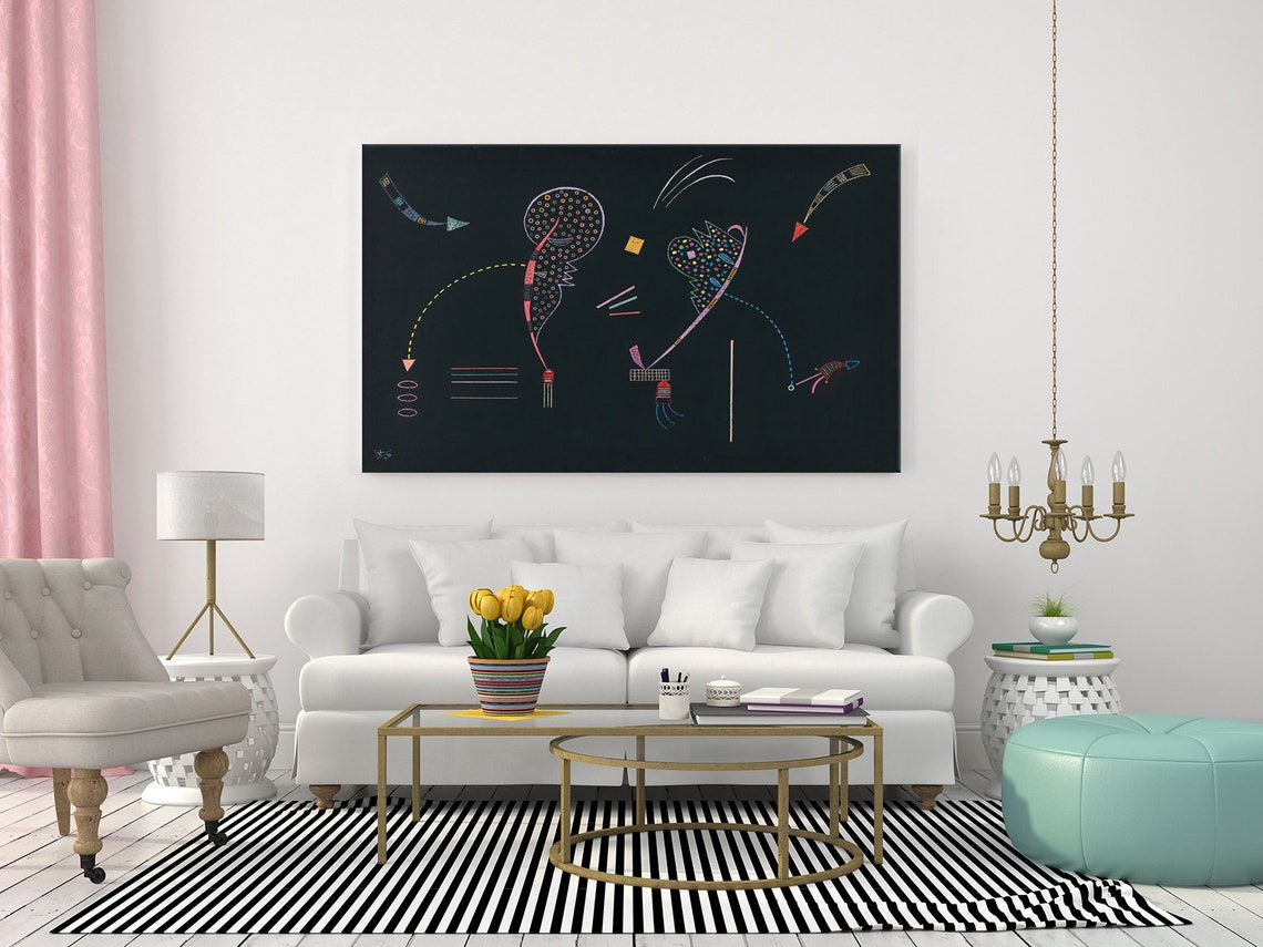 Wassily Kandinsky Deux Cotes 1938 Abstract Shapes On Black Wall Art - Image 2