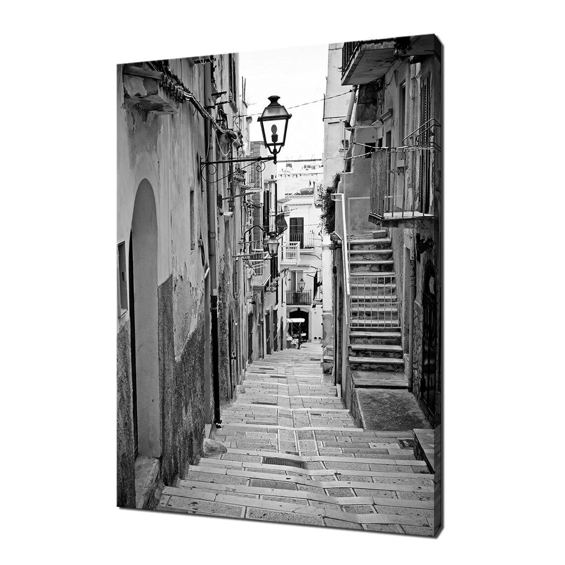 Italian Old Town Alley Black And White Cobblestone Street Poster