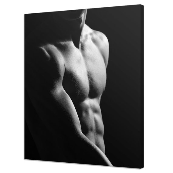 Muscular Nude Male Model Sexy Erotic Black And White Modern Design Print Home Decor Wall Art Picture