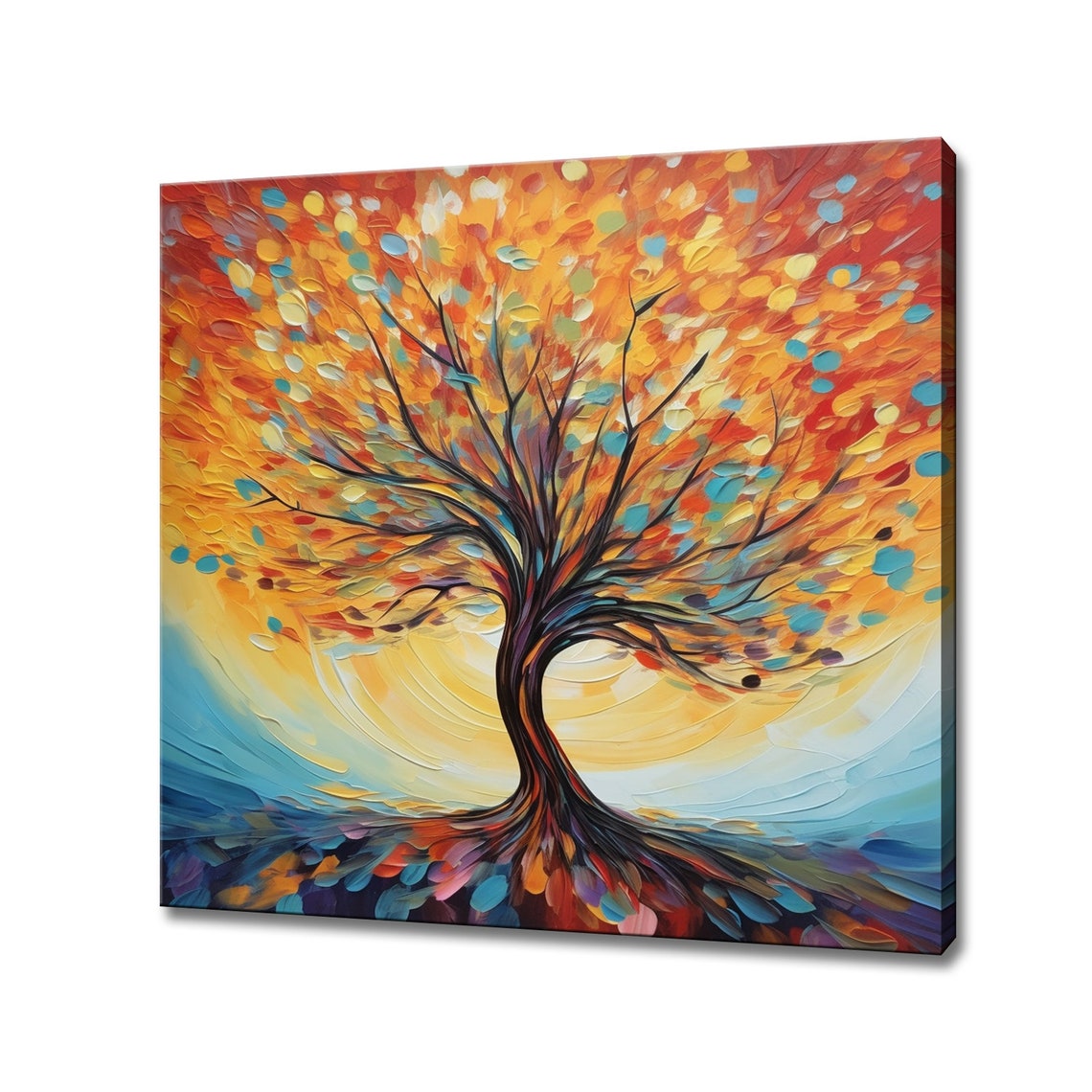 Colorful Autumn Tree Oil Painting Style Abstract Modern Art Print