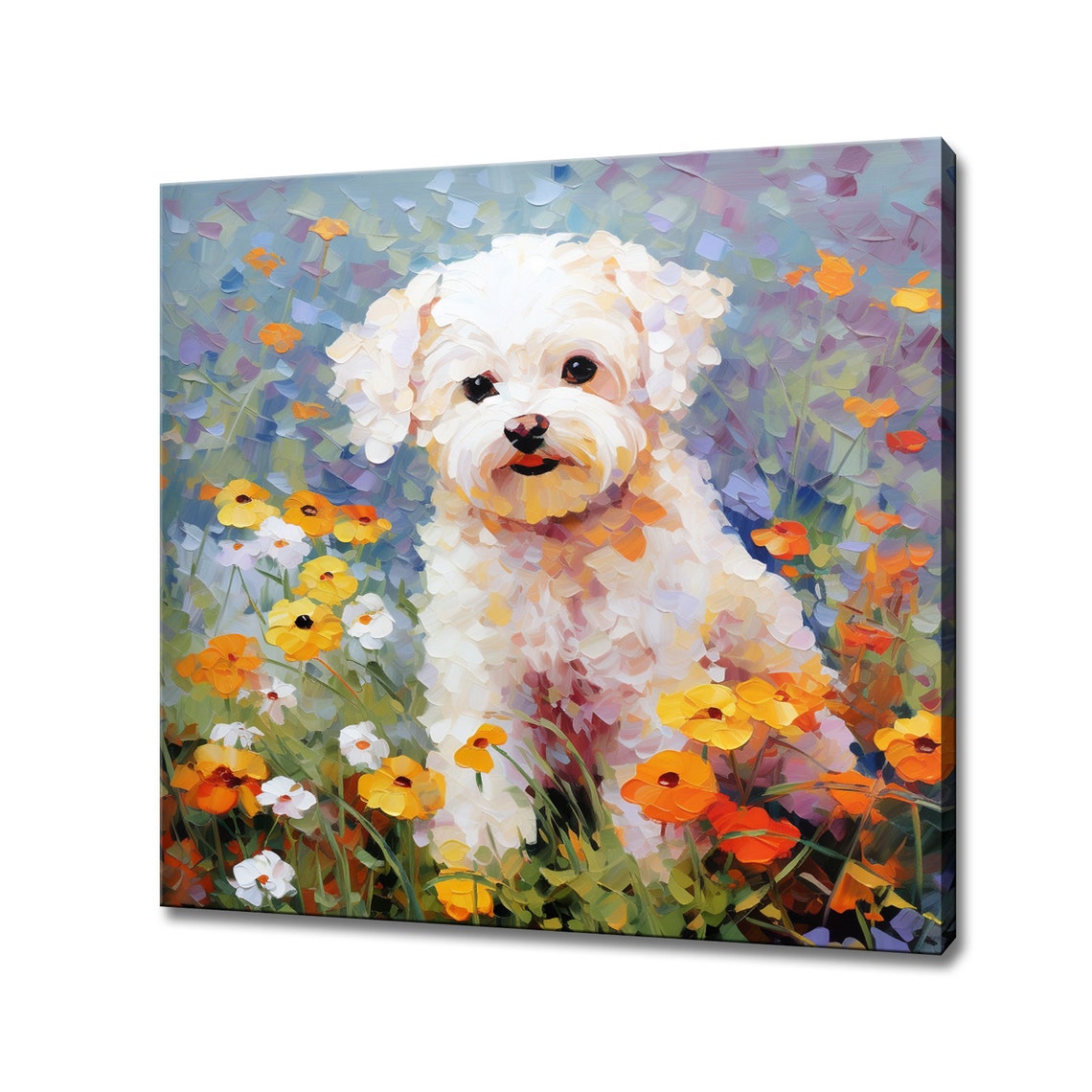 Cute Bichon Frise Puppy Dog Animal Print Gift For Bichon Frise Dog Lover Colourful Dog Portrait Painting Print Dog Wall Art