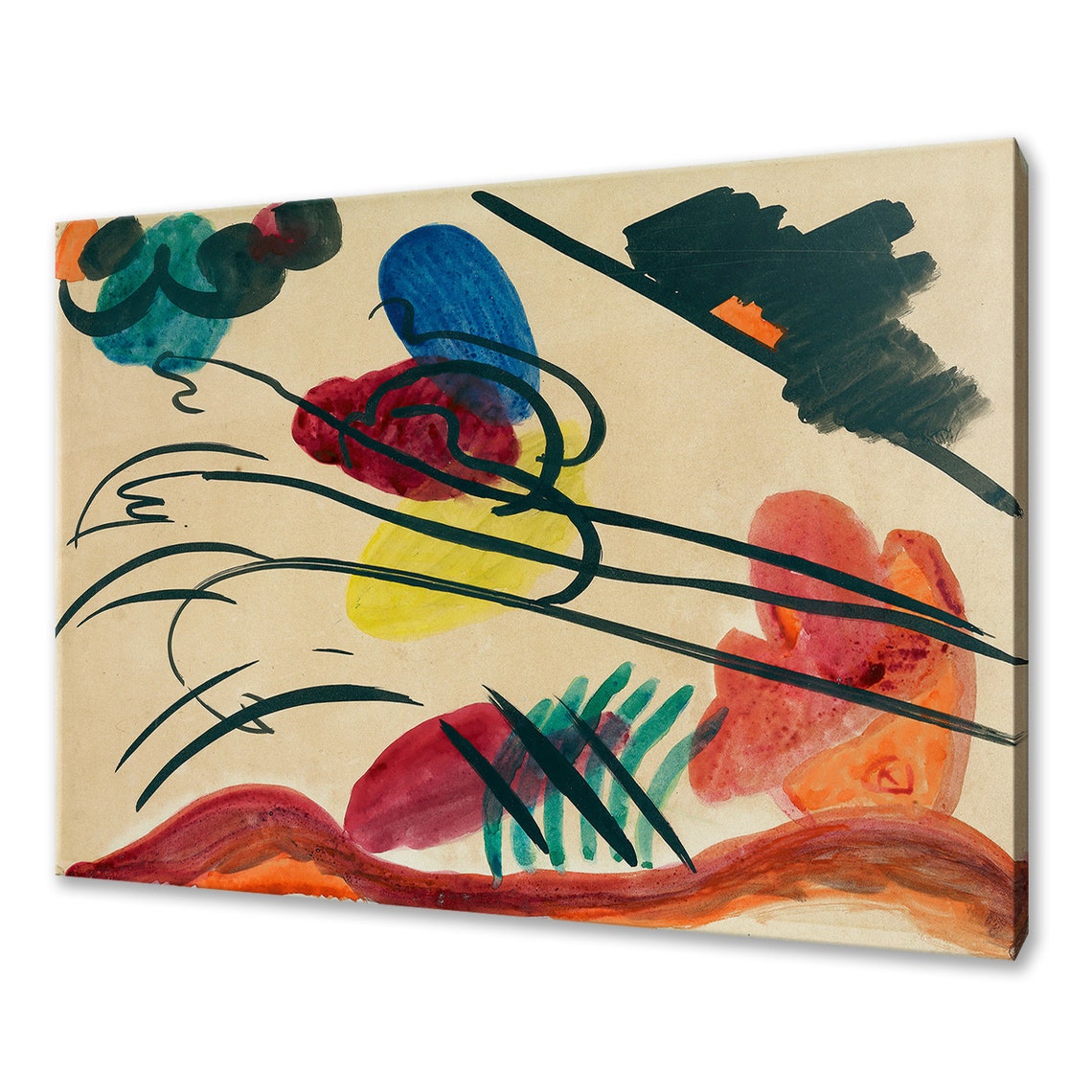 Wassily Kandinsky With Three Riders 1910 Classic Design Abstract Decor Reproduction Print Wall Art Picture