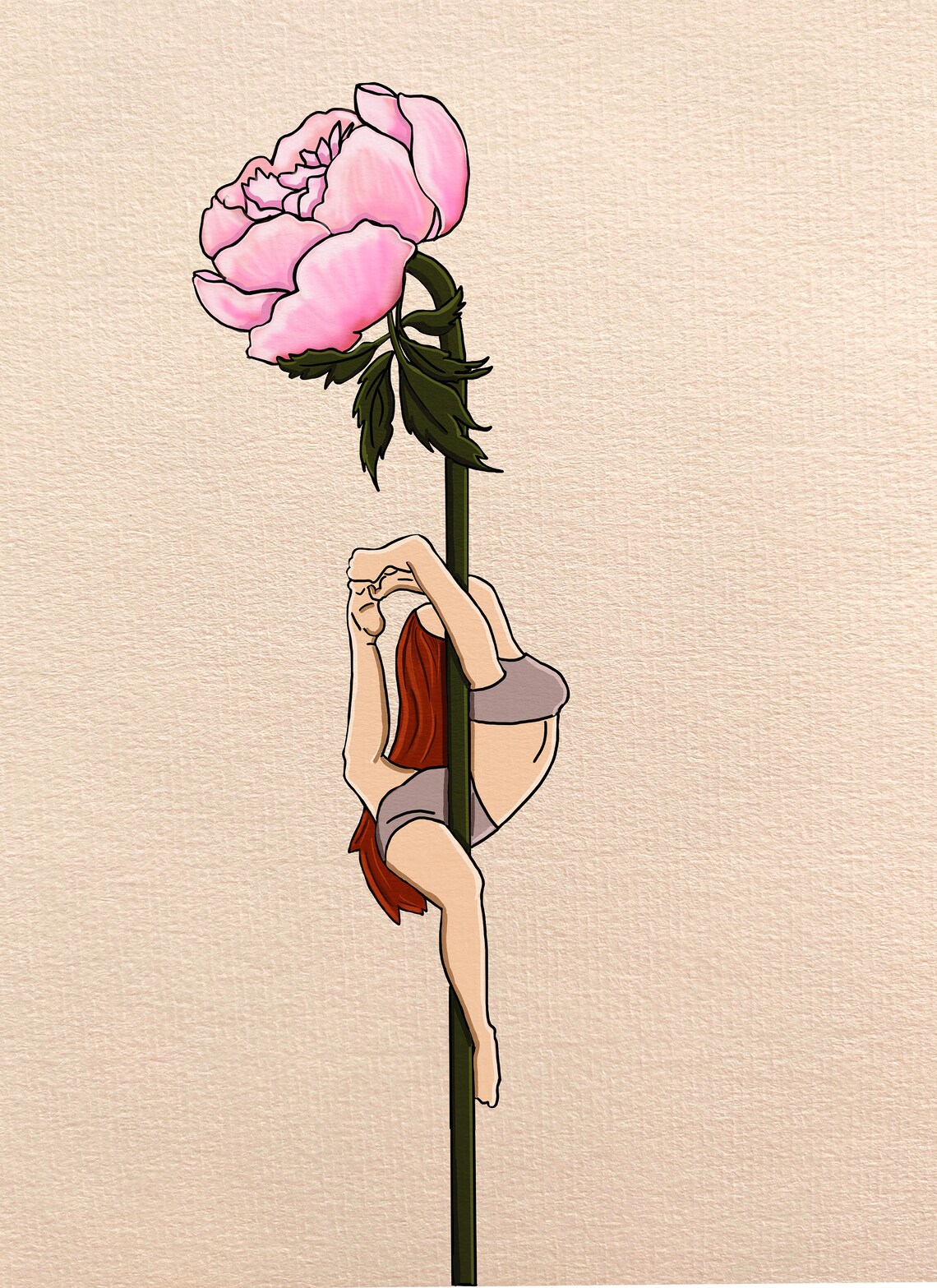 Pole Dance Flower Print, Peony Art Poster - Image 4