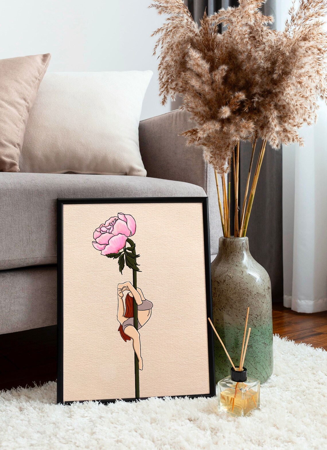 Pole Dance Flower Print, Peony Art Poster - Image 2