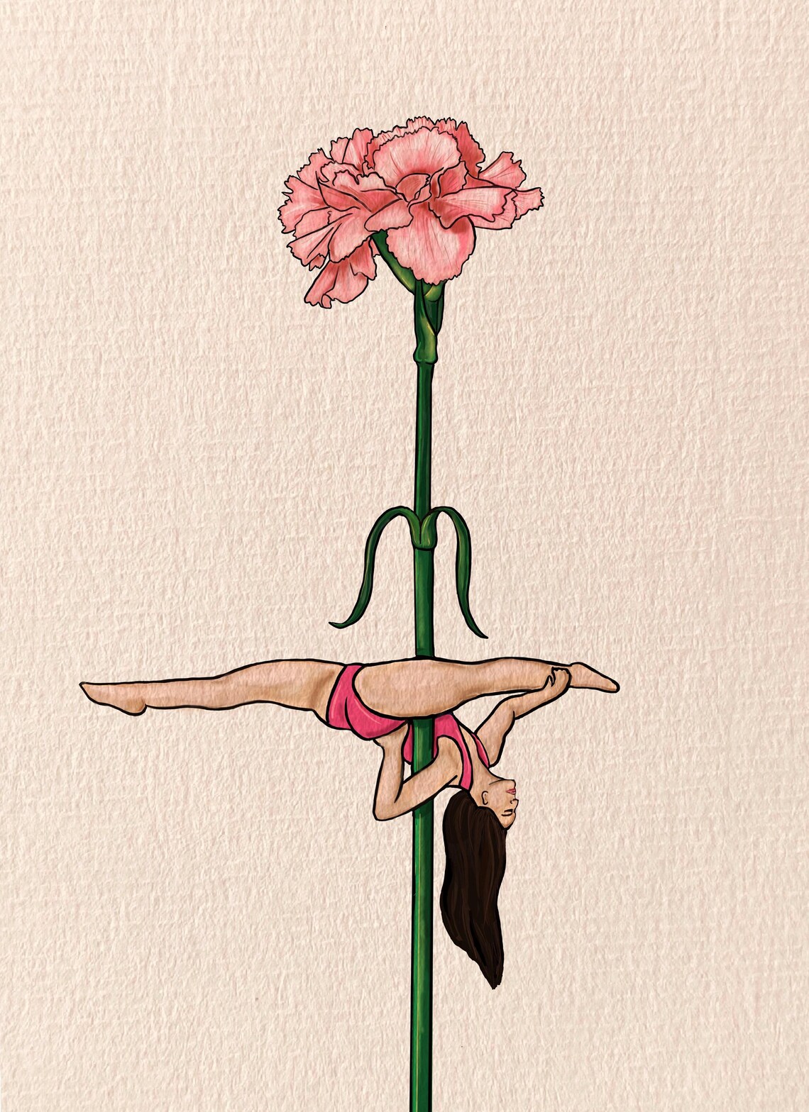Custom Pole Dance Flower Art Print, Birth Flower Poster - Image 4