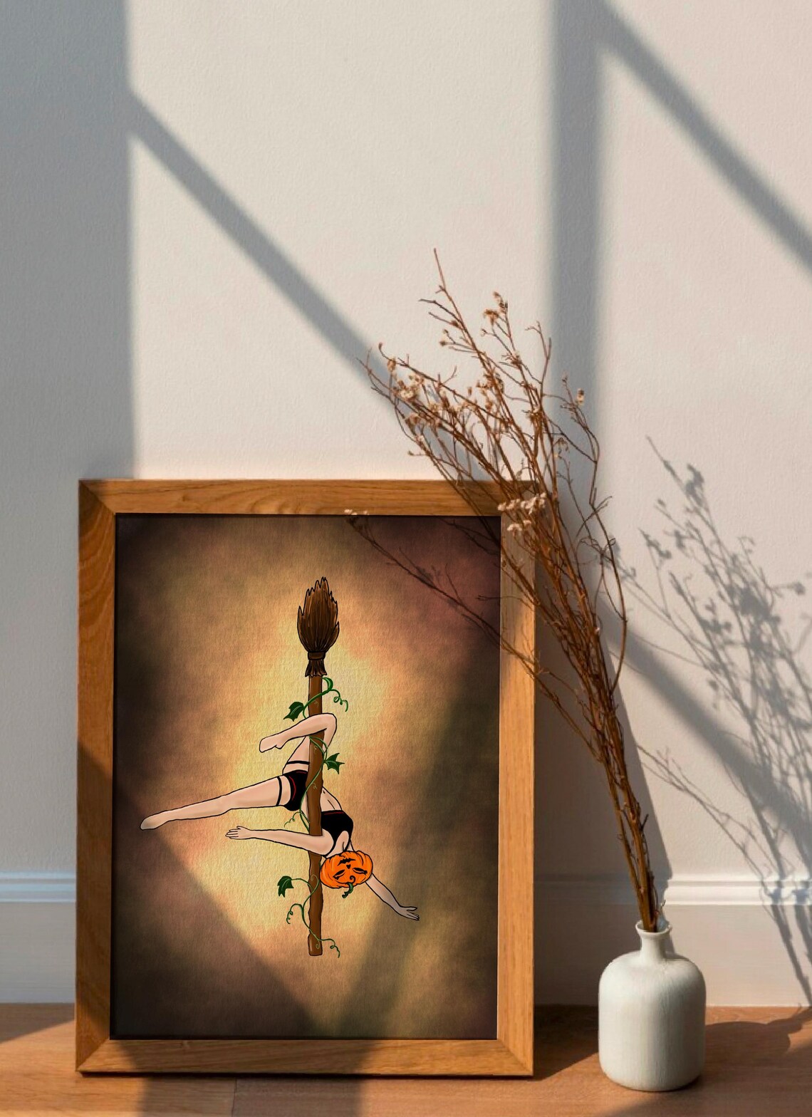 Pole Dance Halloween Art Print, Pumpkin Design - Image 4