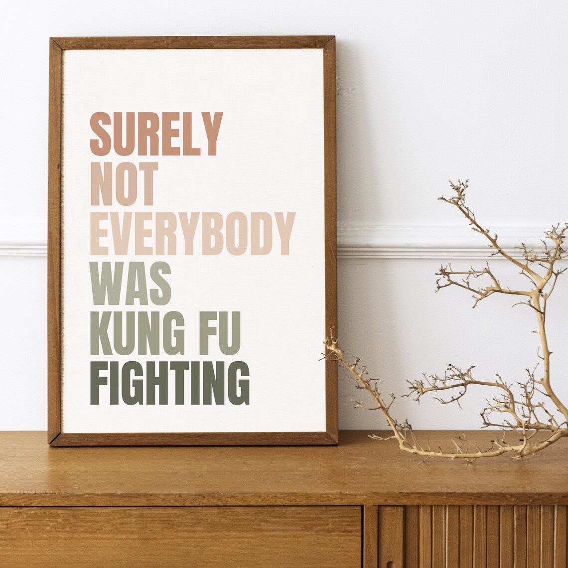 Kung Fu Fighting Funny Boho Typography Art Print - Image 3