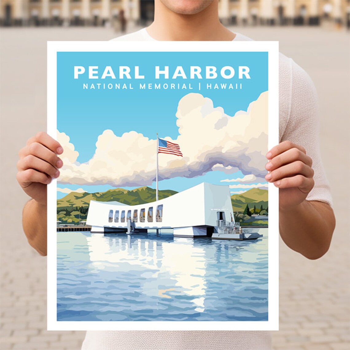 Pearl Harbor National Memorial Hawaii Travel Poster