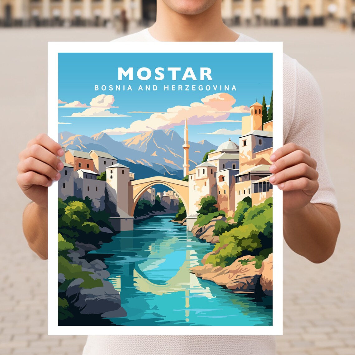 Mostar Bosnia And Herzegovina Travel Poster