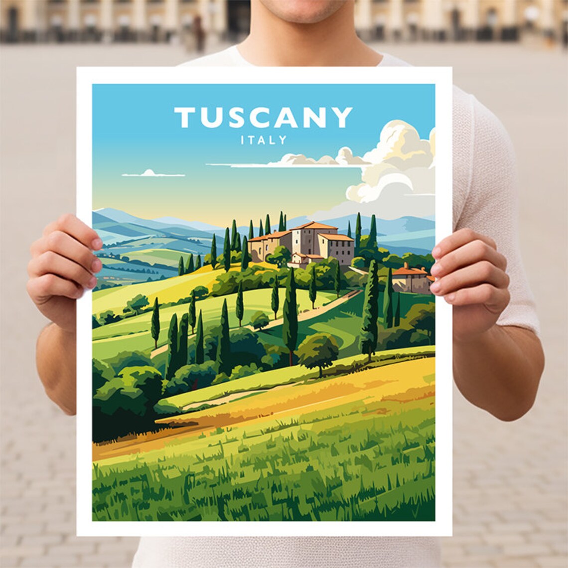 Tuscany Italy Travel Poster, European Wall Art